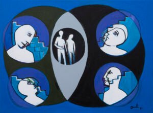 Punto de encuentro XV. 2021-Mixta s/lienzo.60x80cm.