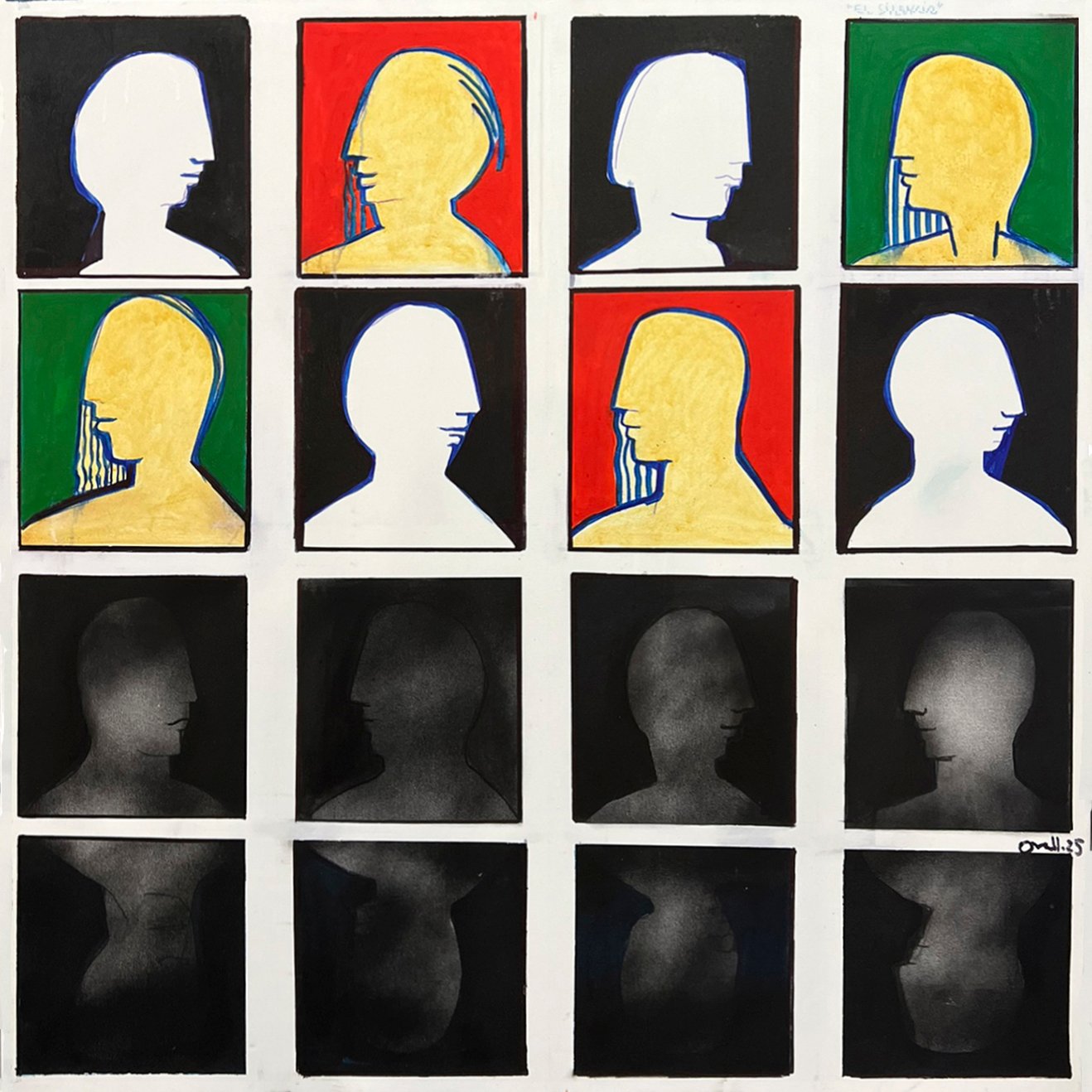 Silencio I, 2025. Mixta s/lienzo.100x100cm.