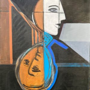 Serie En busca del tiempo perdido_Dos rostros entrelazados. 80x60cm