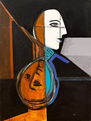 Serie En busca del tiempo perdido_Dos rostros entrelazados. 80x60cm