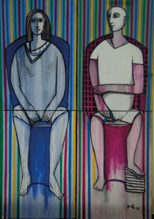 Serie Momentos_DOS PERSONAJES. 4 obras de 100x70cm